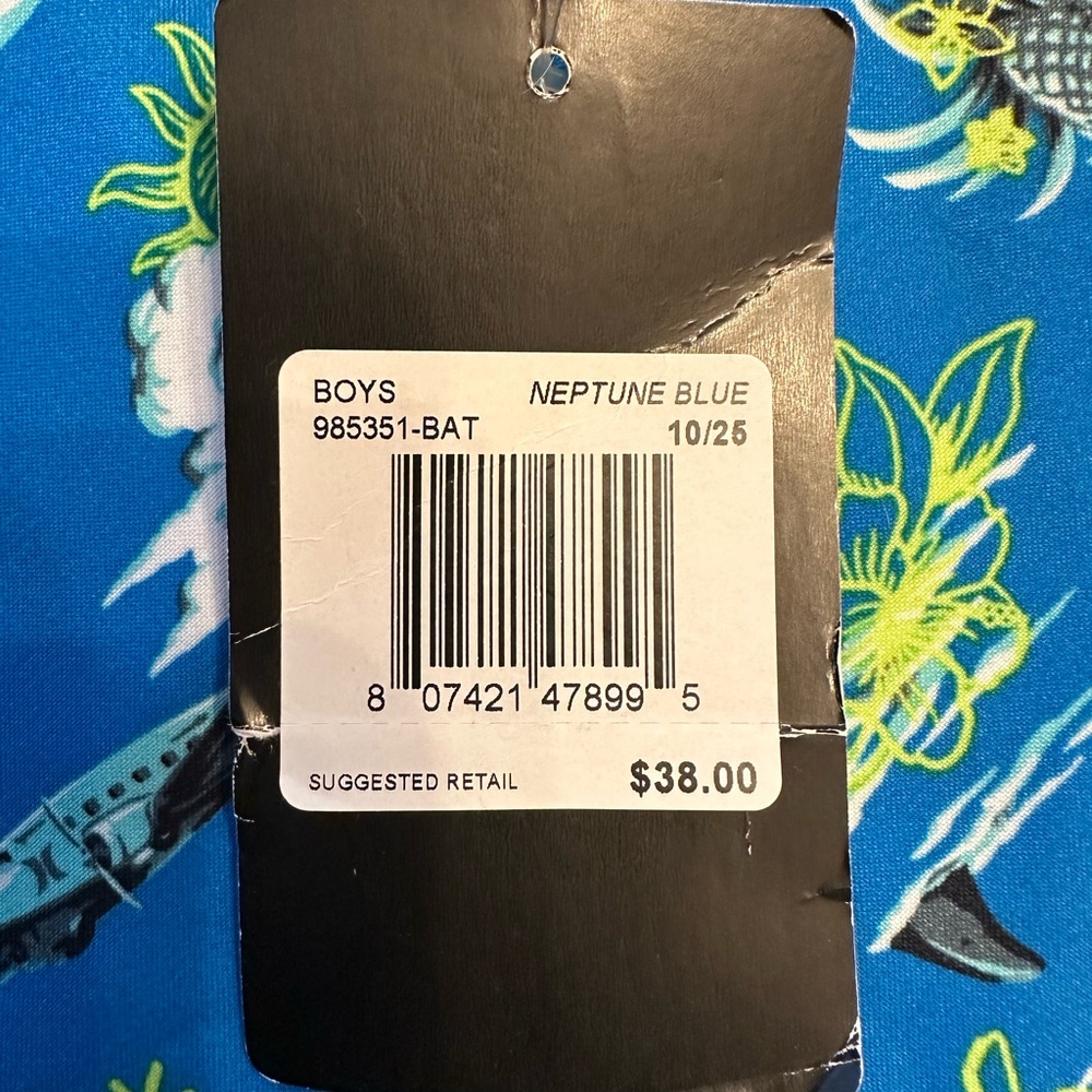 Boys Hurley Tropical Print Blue Board Shorts Sz 10 - Picture 5 of 5